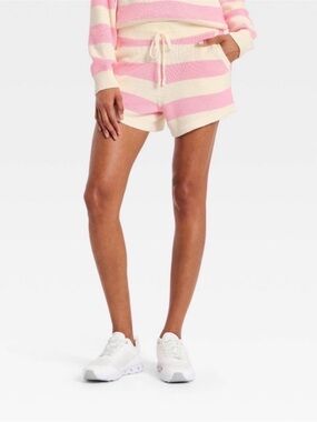 Striped Sweater Shorts - JoyLab™ Light Pink/ Cream Stripe